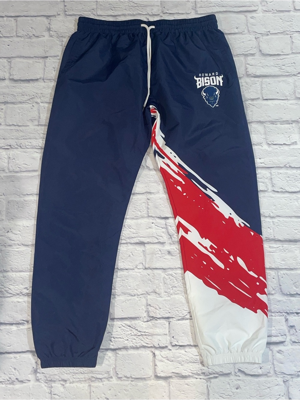 Mitchell & Ness Navy Red White Howard Bison Graphic Joggers Large